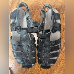 Mephisto Black Leather Men's Sandals